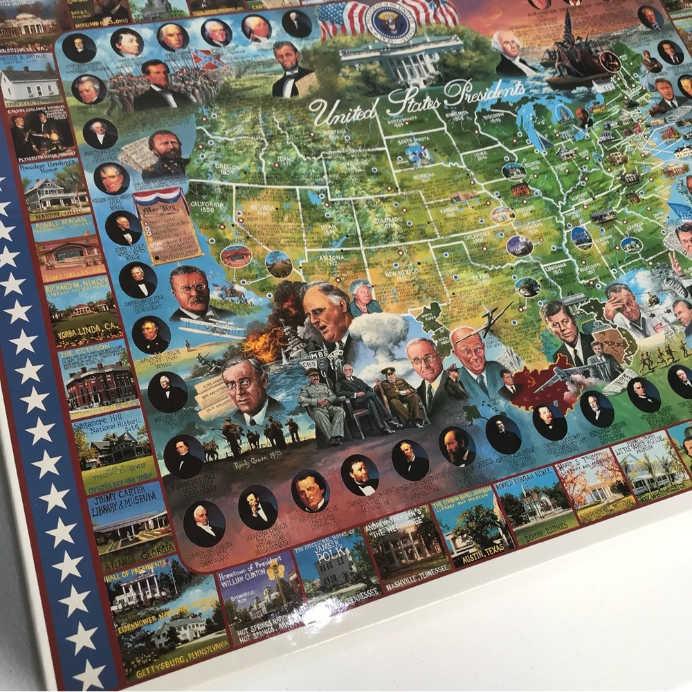 NEW White Mountain Puzzle 1000 PC US Presidents Historical Facts Jigsaw 1999 USA - Picture 8 of 10